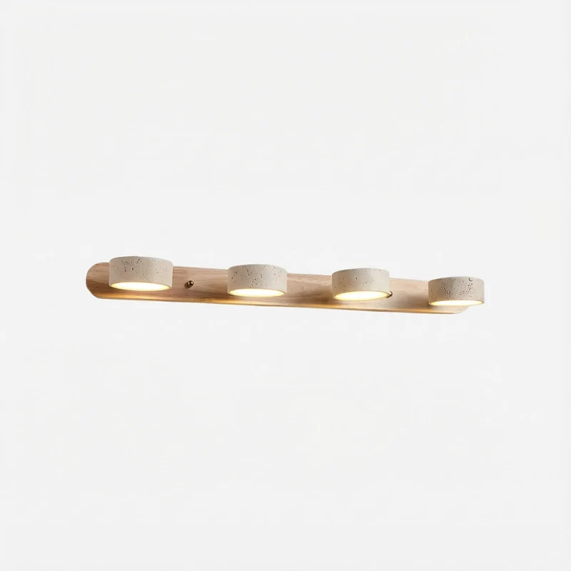 Verstelbare Wandlamp Travertijn & Hout – 2/3/4 Lichtpunten Warm Licht Sconce | Sansoti
