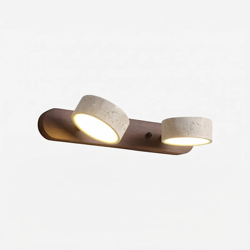 Verstelbare Wandlamp Travertijn & Hout – 2/3/4 Lichtpunten Warm Licht Sconce | Sansoti