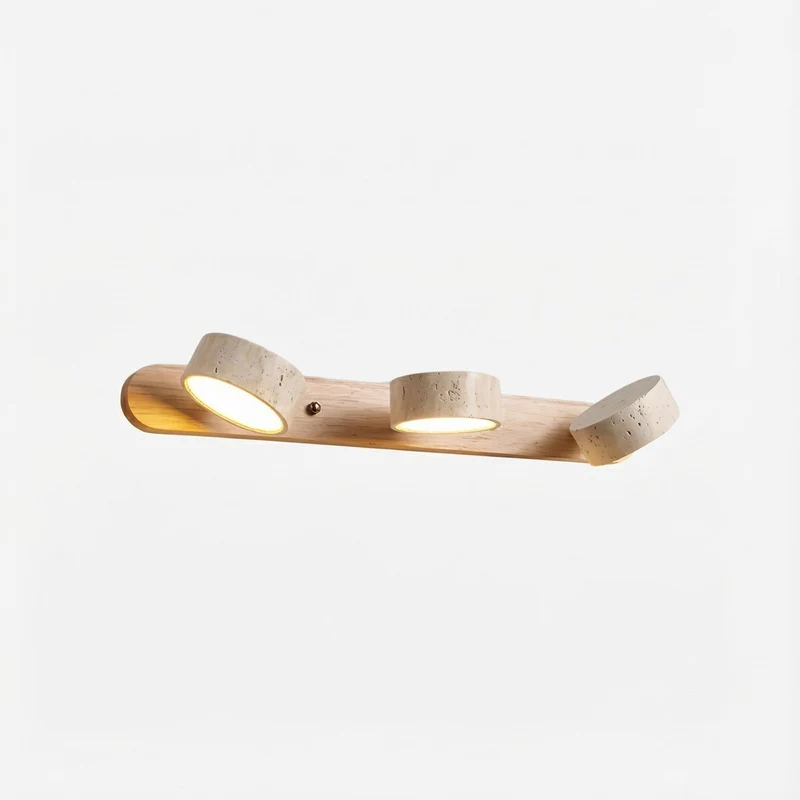 Verstelbare Wandlamp Travertijn & Hout – 2/3/4 Lichtpunten Warm Licht Sconce | Sansoti
