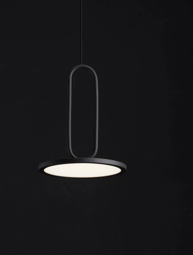 Gea LED Pendelleuchte Ø 17,5cm 3000K Baldachin Flach Schwarz