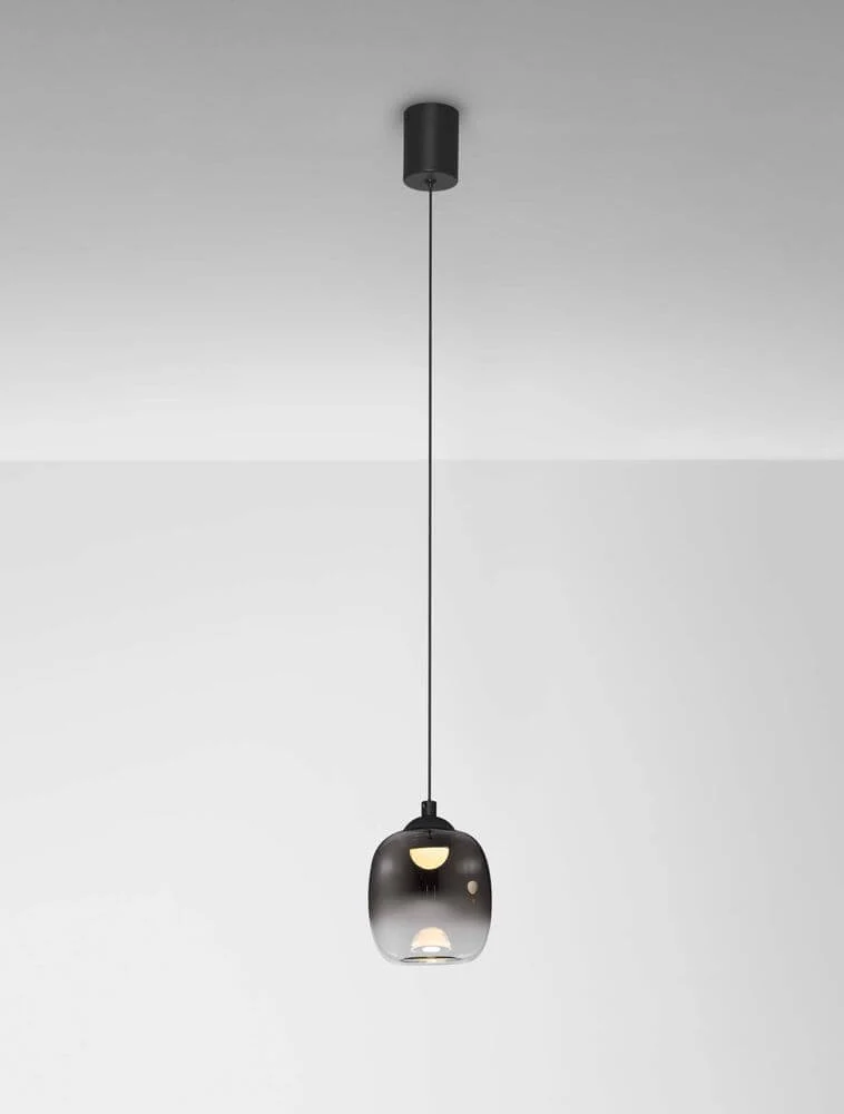 Kita LED Pendelleuchte Ø 10cm 3000K Schwarz, Rauch