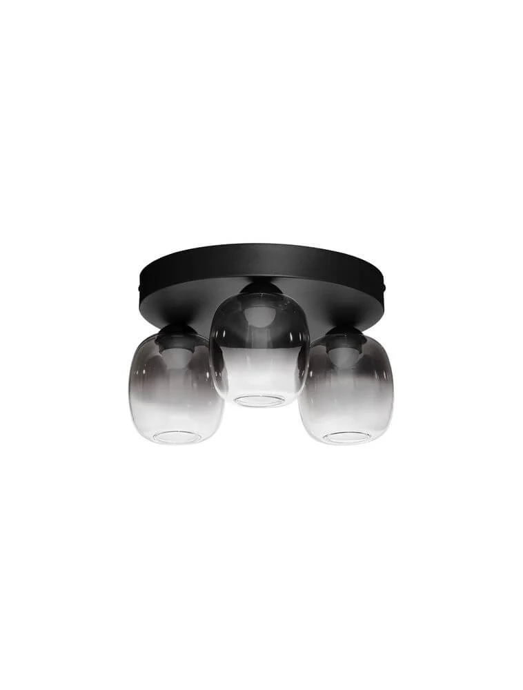 Kita LED Deckenleuchte 3-flammig Ø 30cm 3000K Schwarz, Rauch