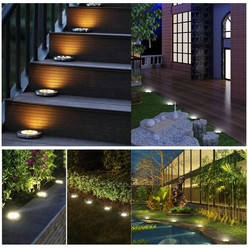 Solarlamp Tuinverlichting Set 4 Stuks LED Padverlichting Draadloos Automatisch Weerfunctie Buitenlamp Tuin | Sansoti