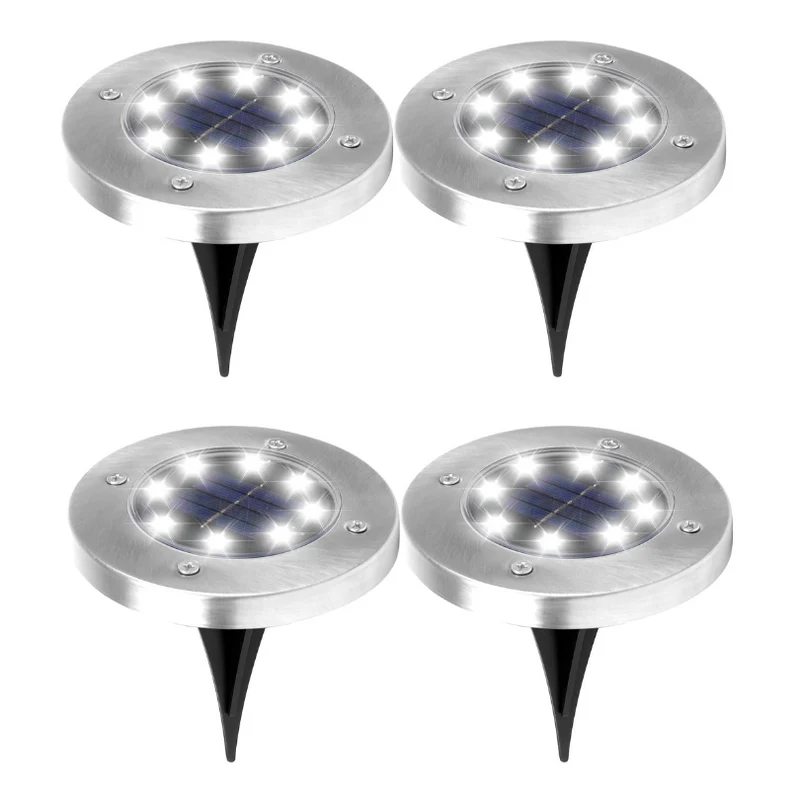Solarlamp Tuinverlichting Set 4 Stuks LED Padverlichting Draadloos Automatisch Weerfunctie Buitenlamp Tuin | Sansoti