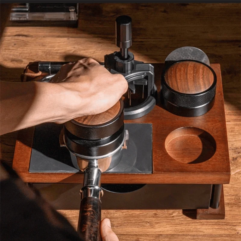 Houten Espresso Werkstation met Tamper Houder & Lade voor Koffie Organisatie Thuis Barista Accessoires | Sansoti