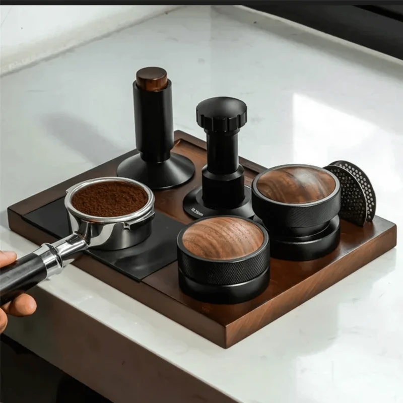 Houten Espresso Werkstation met Tamper Houder & Lade voor Koffie Organisatie Thuis Barista Accessoires | Sansoti