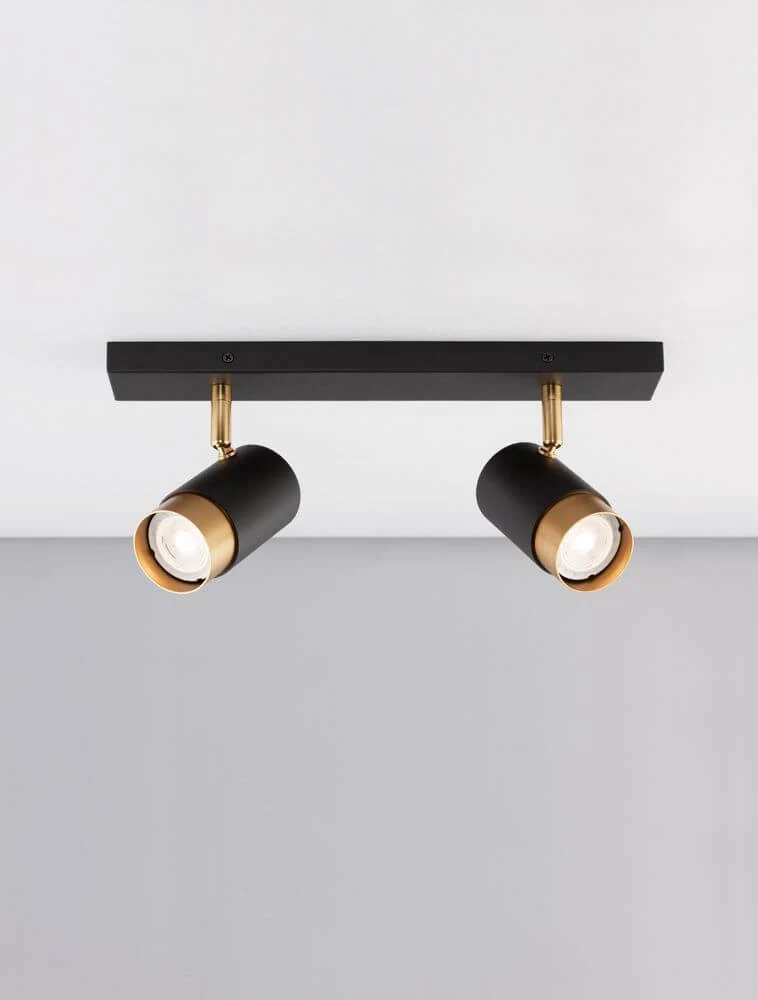 Pogno Deckenleuchte 2-flammig Schwarz, Gold