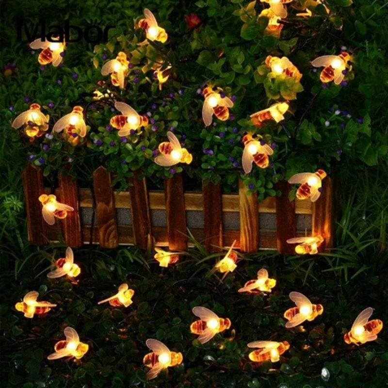 Zonnelampen Lichtsnoer Bijen 30-50 LED Warmwit Tuin Sfeerverlichting Waterdicht Decoratief IP65 Buitenverlichting | Sansoti