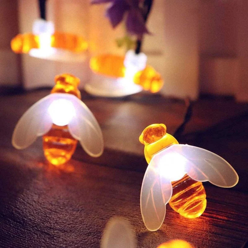 Zonnelampen Lichtsnoer Bijen 30-50 LED Warmwit Tuin Sfeerverlichting Waterdicht Decoratief IP65 Buitenverlichting | Sansoti