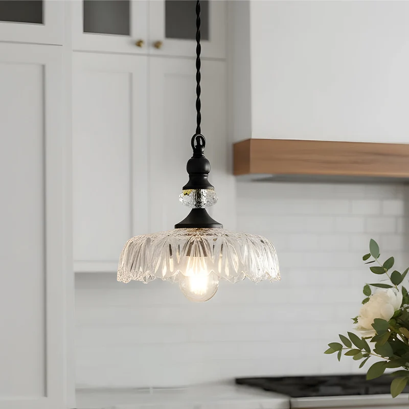 Vintage Hanglamp Glas Messing Bloemmotief Groen Zwart | Sansoti