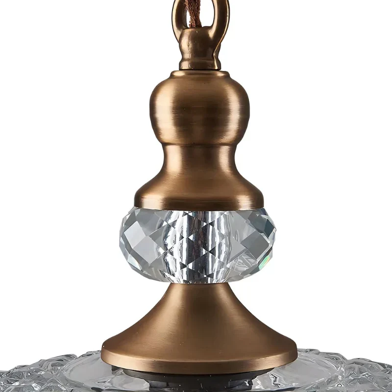 Vintage Hanglamp Glas Messing Bloemmotief Groen Zwart | Sansoti