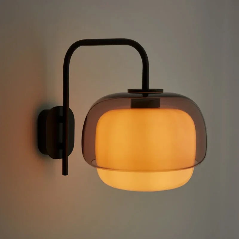 Gekleurde Glazen Wandlamp met Ronde Kap – Groen, Roze, Oranje – Moderne LED Verlichting | Sansoti