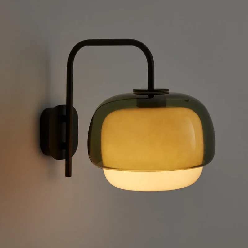 Gekleurde Glazen Wandlamp met Ronde Kap – Groen, Roze, Oranje – Moderne LED Verlichting | Sansoti