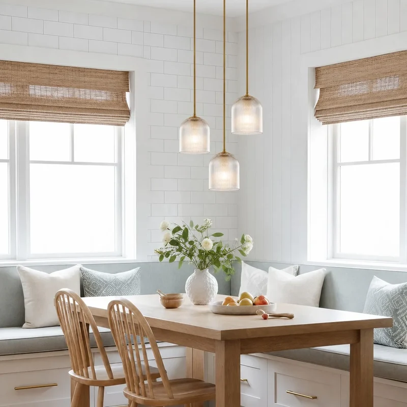 Geribbelde Glazen Hanglamp met Koperen Finish – Landelijke Stijl Verlichting | Sansoti