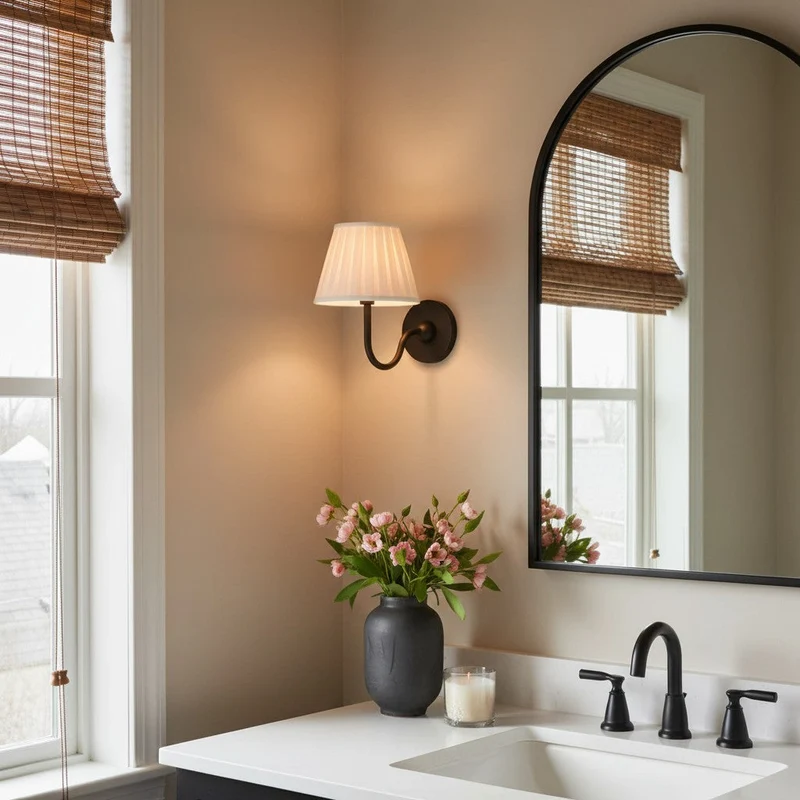 Wandlamp met Plissé Kap – Klassieke Wandverlichting Metaal & Linnen Landelijk Slaapkamer Hal Leeshoek Huis Interieur | Sansoti