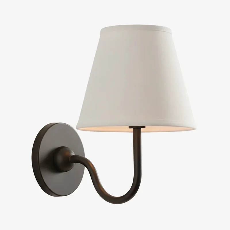 Wandlamp met Plissé Kap – Klassieke Wandverlichting Metaal & Linnen Landelijk Slaapkamer Hal Leeshoek Huis Interieur | Sansoti