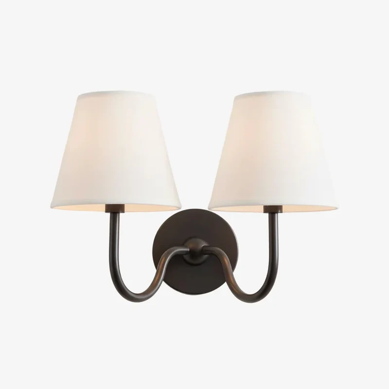 Wandlamp met Plissé Kap – Klassieke Wandverlichting Metaal & Linnen Landelijk Slaapkamer Hal Leeshoek Huis Interieur | Sansoti