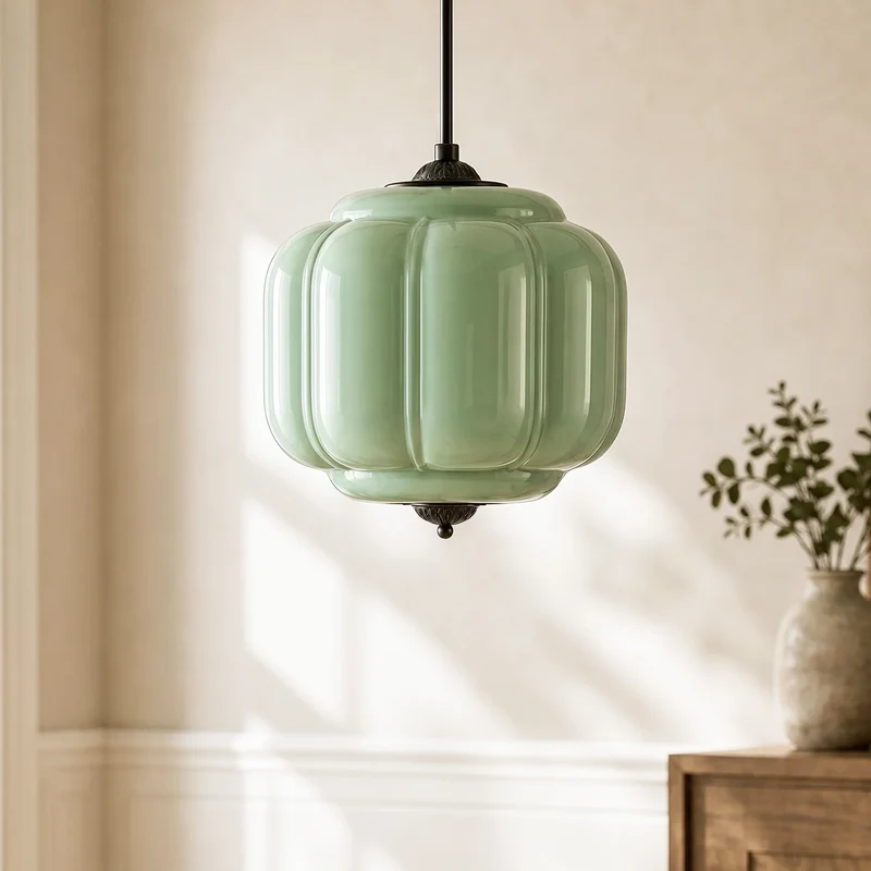 Vintage Melkglas Hanglamp met Messing Armatuur – Klassiek Retro Design voor Eetkamer, Hal & Leeshoek | Sansoti