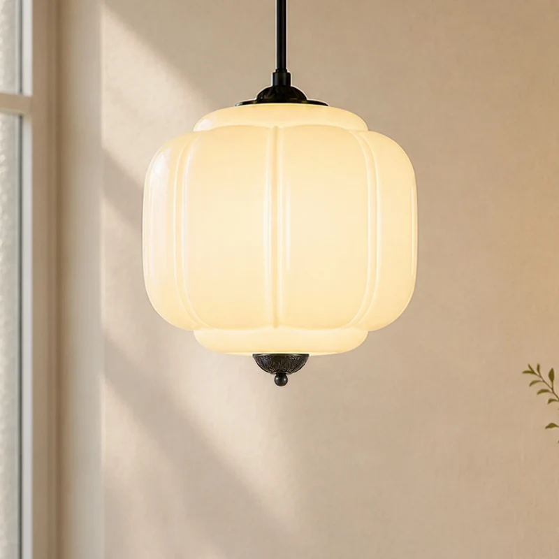 Vintage Melkglas Hanglamp met Messing Armatuur – Klassiek Retro Design voor Eetkamer, Hal & Leeshoek | Sansoti