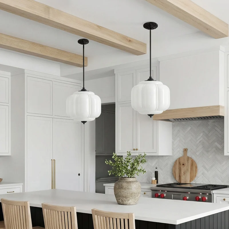 Vintage Melkglas Hanglamp met Messing Armatuur – Klassiek Retro Design voor Eetkamer, Hal & Leeshoek | Sansoti