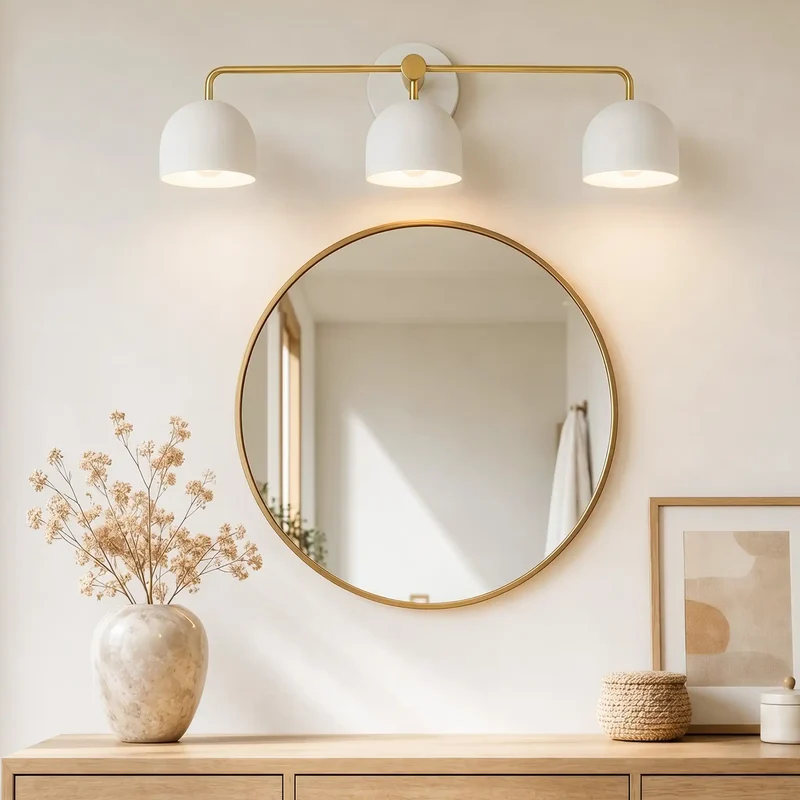 Koepelkapjes Wandlamp Modern Scandinavisch Metaal Zwart Messing 2-3 Lichtpunten Badkamer Hal Slaapkamer Sfeerverlichting | Sansoti