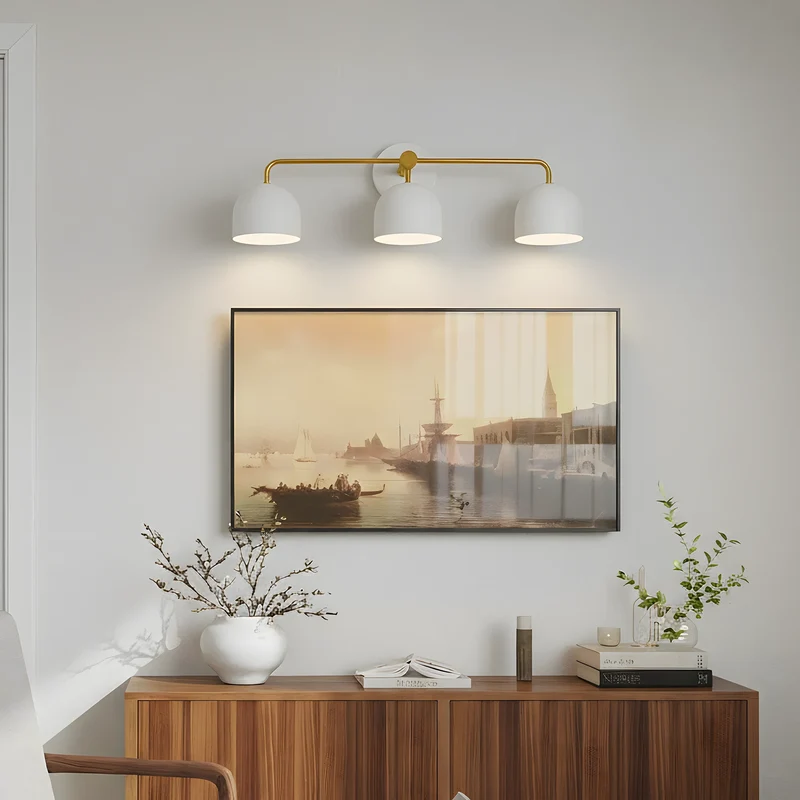 Koepelkapjes Wandlamp Modern Scandinavisch Metaal Zwart Messing 2-3 Lichtpunten Badkamer Hal Slaapkamer Sfeerverlichting | Sansoti