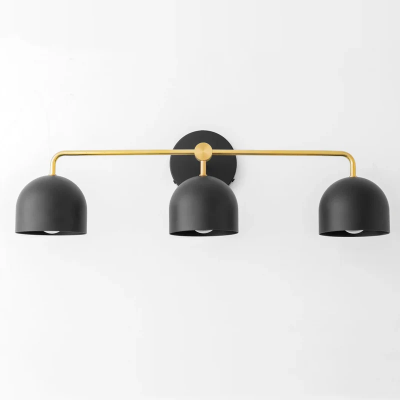 Koepelkapjes Wandlamp Modern Scandinavisch Metaal Zwart Messing 2-3 Lichtpunten Badkamer Hal Slaapkamer Sfeerverlichting | Sansoti