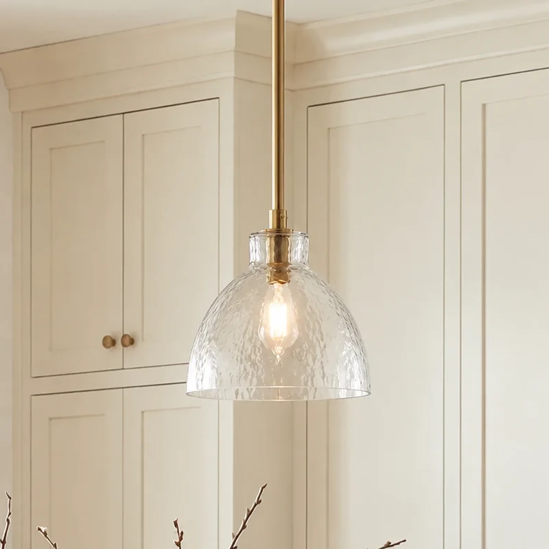 Geslepen Glazen Hanglamp Farmhouse Stijl – Amber of Helder Glas – Messing, Zwart of Nikkel Afwerking | Sansoti
