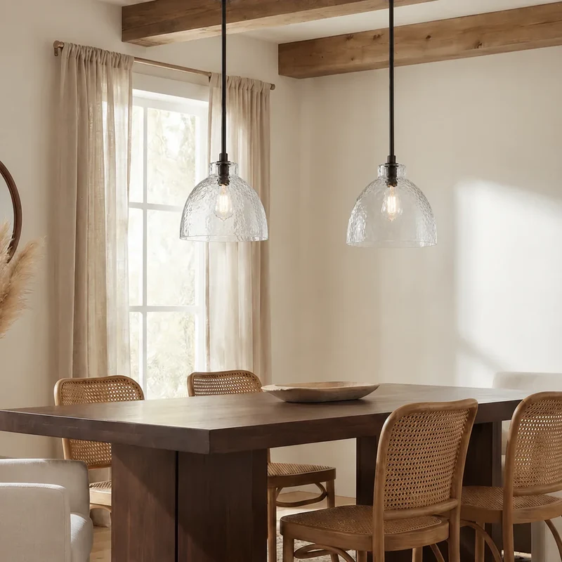 Geslepen Glazen Hanglamp Farmhouse Stijl – Amber of Helder Glas – Messing, Zwart of Nikkel Afwerking | Sansoti