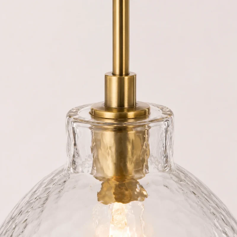 Geslepen Glazen Hanglamp Farmhouse Stijl – Amber of Helder Glas – Messing, Zwart of Nikkel Afwerking | Sansoti
