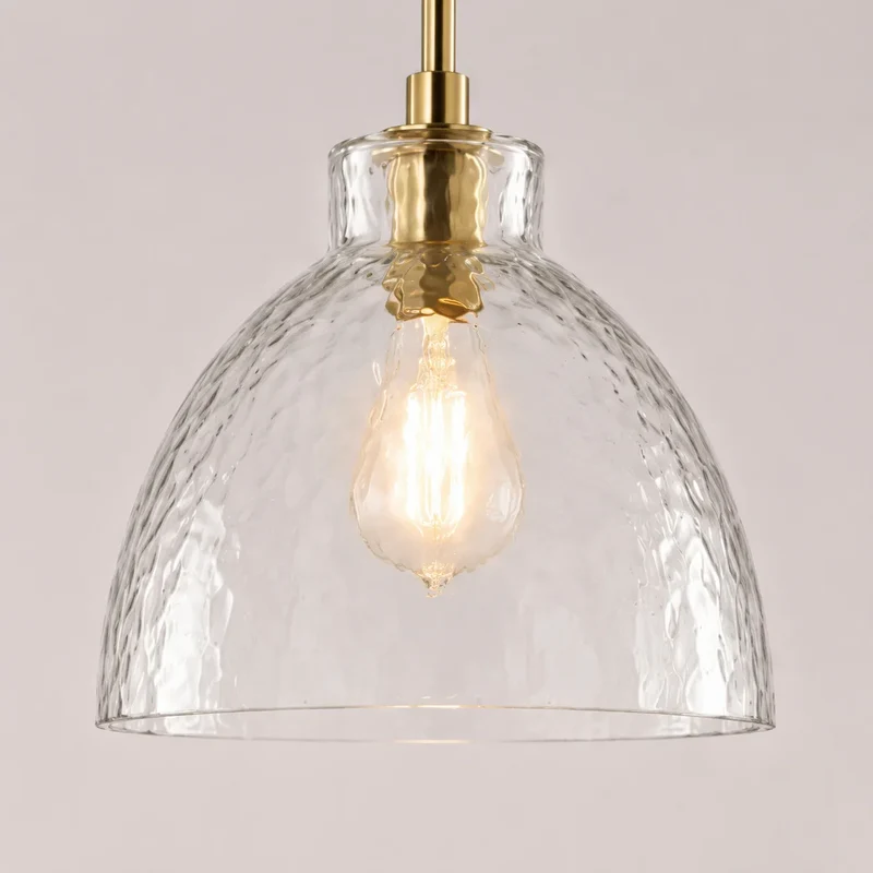 Geslepen Glazen Hanglamp Farmhouse Stijl – Amber of Helder Glas – Messing, Zwart of Nikkel Afwerking | Sansoti