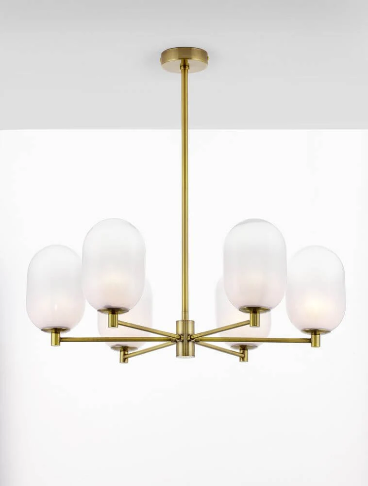 Balor Pendelleuchte 6-flammig Gold, Weiß