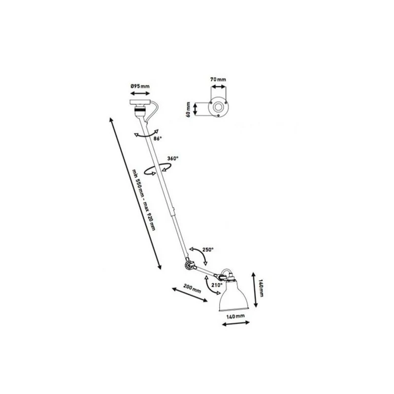 DCWéditions Gras N°302 Deckenlampe mit Ausleger