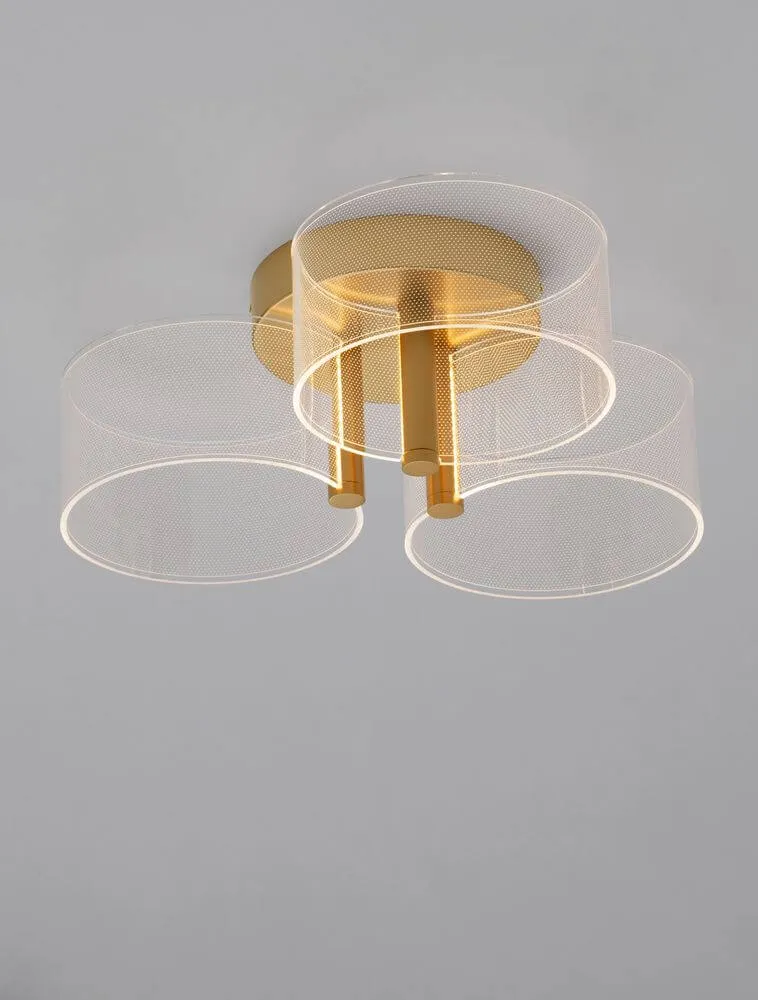 Gatlin LED Deckenleuchte 3-flammig Ø 44cm 3000K Messing-Gold