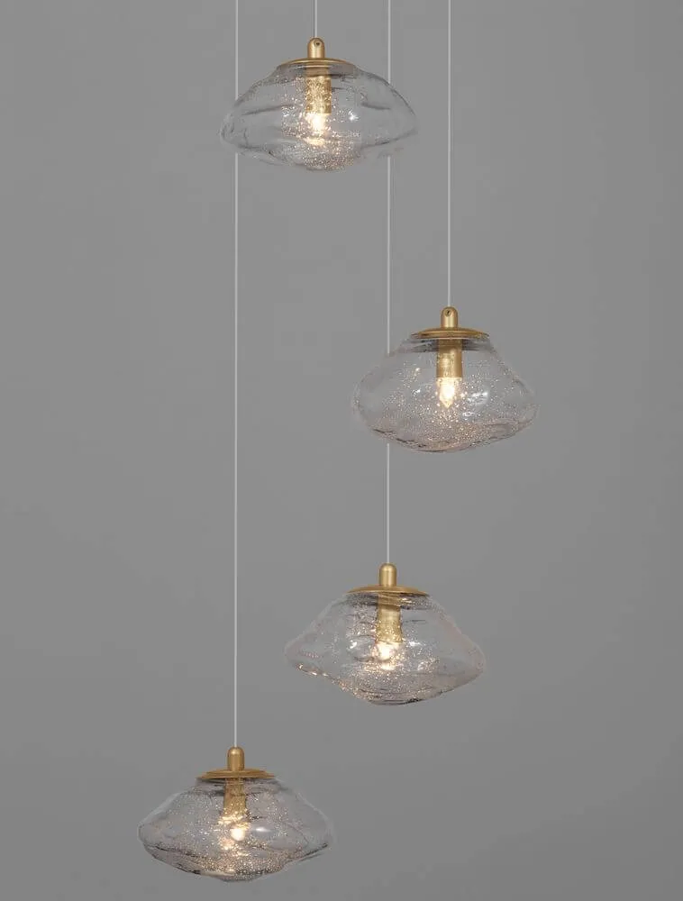 King Pendelleuchte 5-flammig Ø 35cm Gold, Transparent