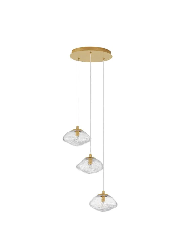 King Pendelleuchte 3-flammig Ø 25cm Gold, Transparent