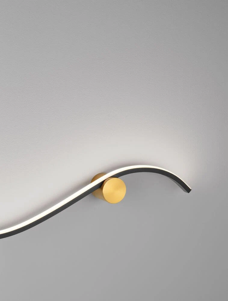 Kima LED Wandleuchte Geschwungen 3000K Schwarz, Gold