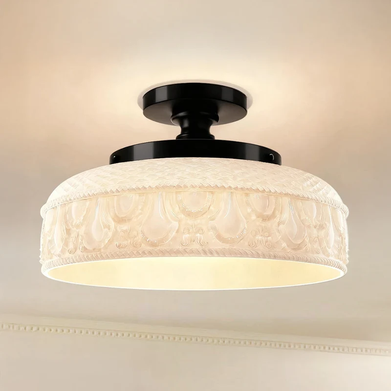 Moderne Plafondlamp met Getextureerde Glazen Schijf – Goud, Zwart & Groen – Ø30cm Designverlichting voor Woonkamer, Slaapkamer, Gang | Sansoti