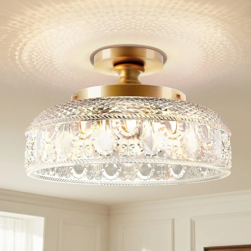 Moderne Plafondlamp met Getextureerde Glazen Schijf – Goud, Zwart & Groen – Ø30cm Designverlichting voor Woonkamer, Slaapkamer, Gang | Sansoti