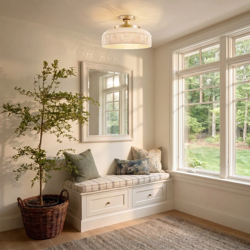 Moderne Plafondlamp met Getextureerde Glazen Schijf – Goud, Zwart & Groen – Ø30cm Designverlichting voor Woonkamer, Slaapkamer, Gang | Sansoti