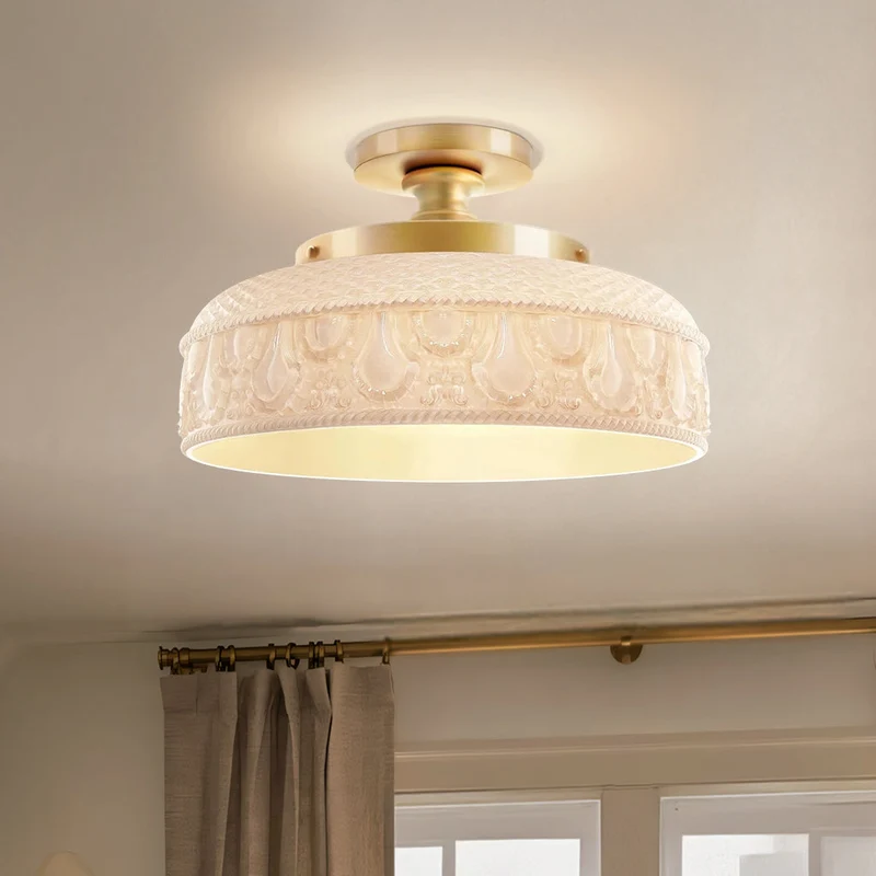 Moderne Plafondlamp met Getextureerde Glazen Schijf – Goud, Zwart & Groen – Ø30cm Designverlichting voor Woonkamer, Slaapkamer, Gang | Sansoti