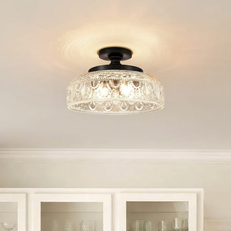 Moderne Plafondlamp met Getextureerde Glazen Schijf – Goud, Zwart & Groen – Ø30cm Designverlichting voor Woonkamer, Slaapkamer, Gang | Sansoti