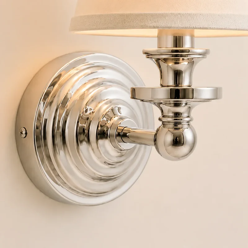 Vintage Wandlamp met Linnen Kap en Messing Armatuur – Retro Design voor Slaapkamer en Woonkamer | Sansoti