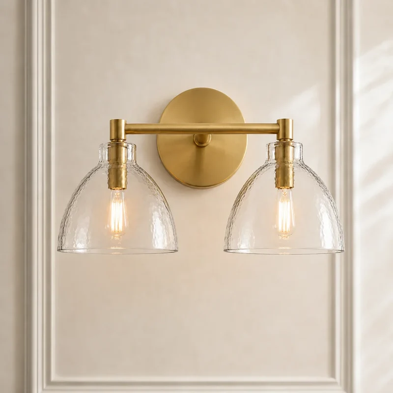 Wandlamp Gerecycled Glas Antique Brass – Minimalistische Wandverlichting voor Badkamer, Gang, Hal & Slaapkamer | Sansoti