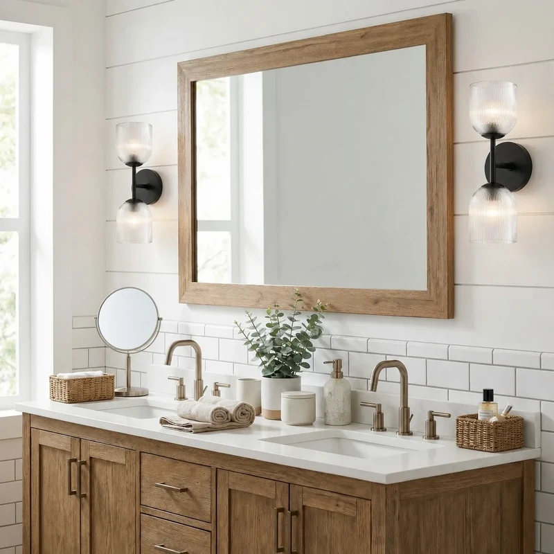 Wandlamp met geribbeld glas en koperen finish voor hal, slaapkamer en badkamer | Sansoti