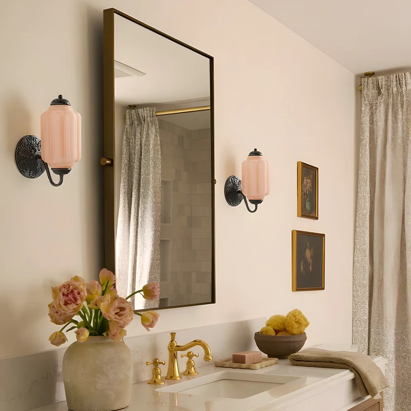 Vintage Wandlamp met Melkglas en Geolied Messing – Klassieke Retro Verlichting voor Hal, Slaapkamer, Woonkamer | Sansoti