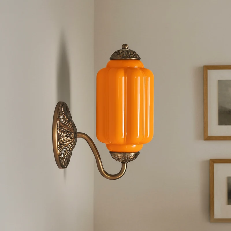 Vintage Wandlamp met Melkglas en Geolied Messing – Klassieke Retro Verlichting voor Hal, Slaapkamer, Woonkamer | Sansoti