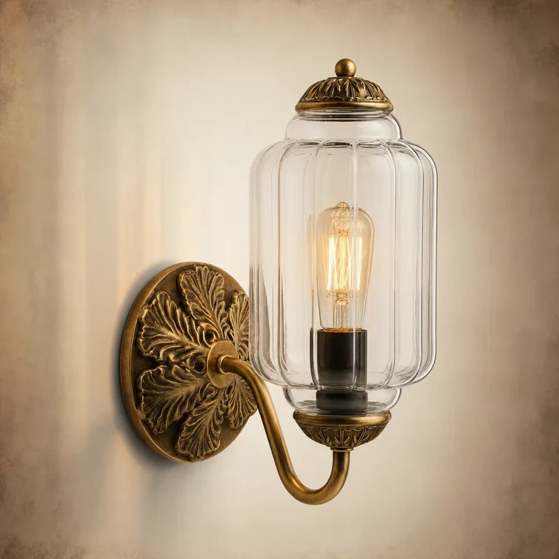 Vintage Wandlamp met Melkglas en Geolied Messing – Klassieke Retro Verlichting voor Hal, Slaapkamer, Woonkamer | Sansoti