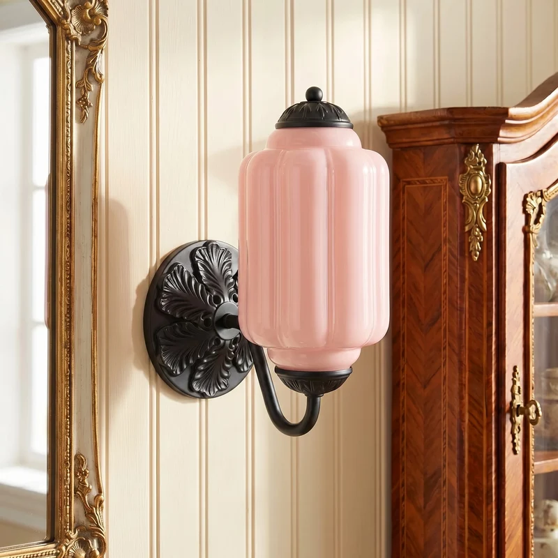Vintage Wandlamp met Melkglas en Geolied Messing – Klassieke Retro Verlichting voor Hal, Slaapkamer, Woonkamer | Sansoti