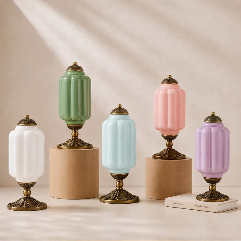 Retro Tafellampen met Getextureerd Crèmekleurig Glas – Franse Vintage Stijl met Messing of Zwart Frame | Sansoti